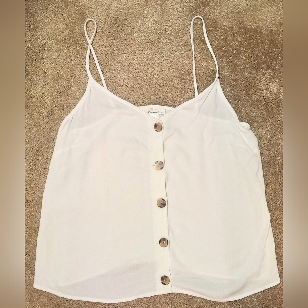 White Button-Down Camisole Top